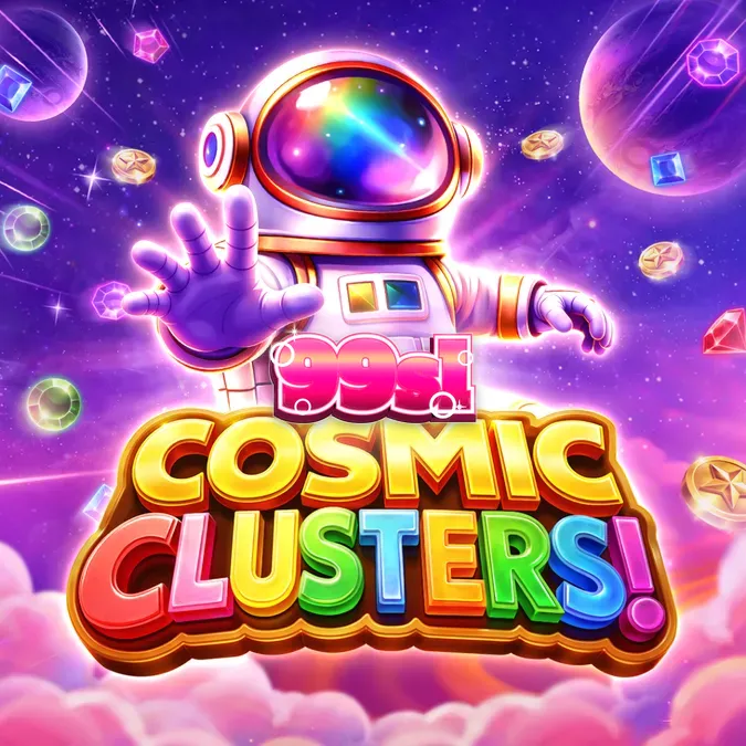 Tampilan visual grid 6x6 dan tema luar angkasa pada slot Cosmic Clusters